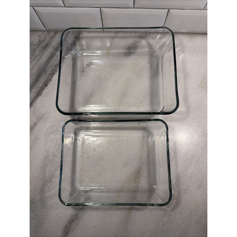 Set Of 2 Vintage Anchor Hocking Glass Baking/storage Dishes